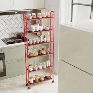 6-Tier Rolling Cart Gap Kitchen Slim Slide Out Storage Tower Rack With Wheels